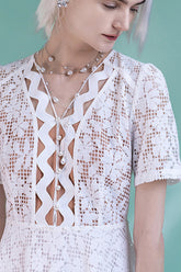 White Short Sleeve Lace Summer Dress